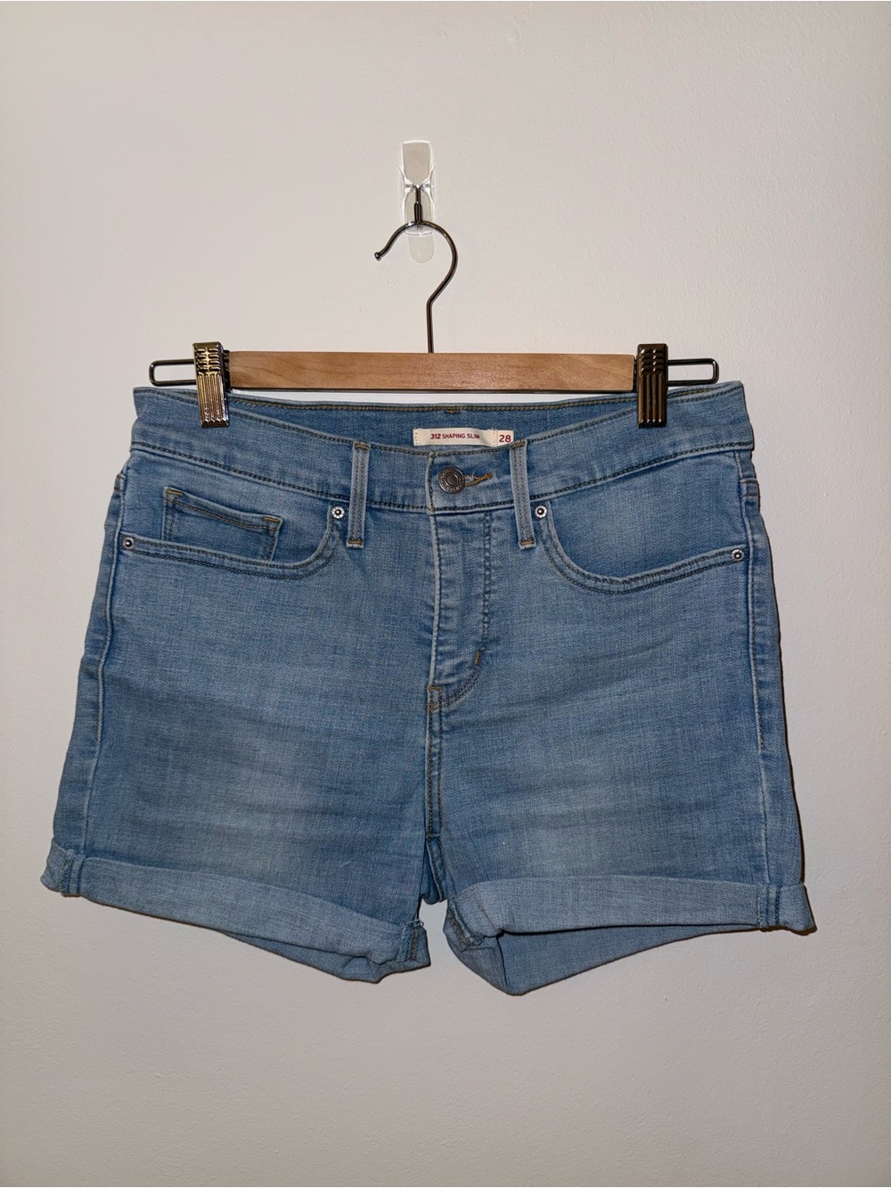 Levi's Light Blue Rolled Cuff Denim Shorts